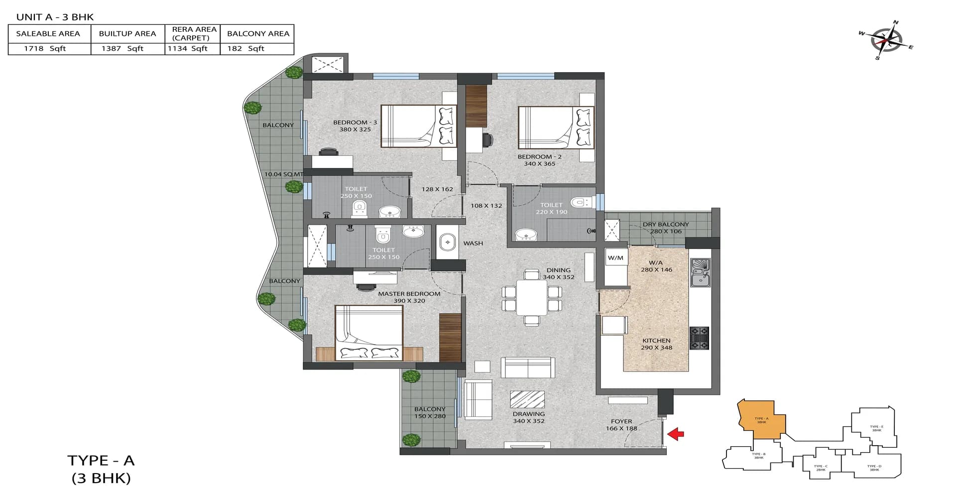Type A 3 BHK Type A 3 BHK