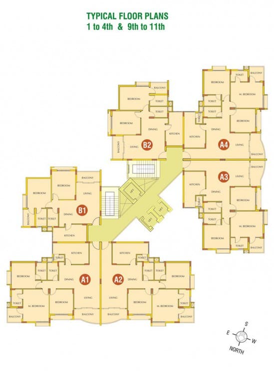 Typical Floor Plan (1 to 4 & 9 to 12)